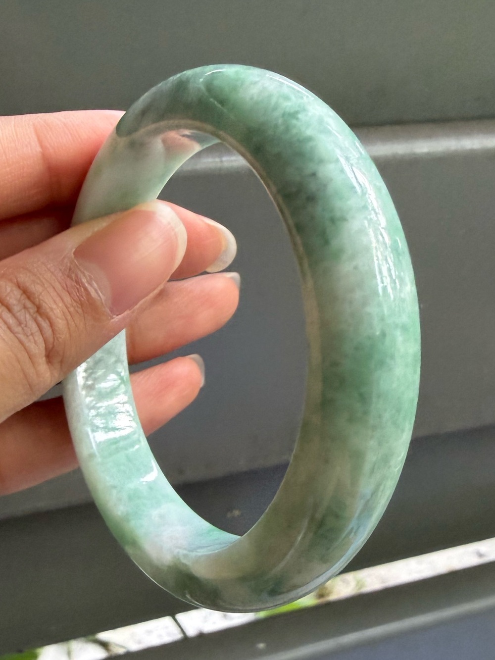 55.5 Green Burmese Jadeite Jade Bangle Bracelet - Natural Grade A - Picture 10 of 11